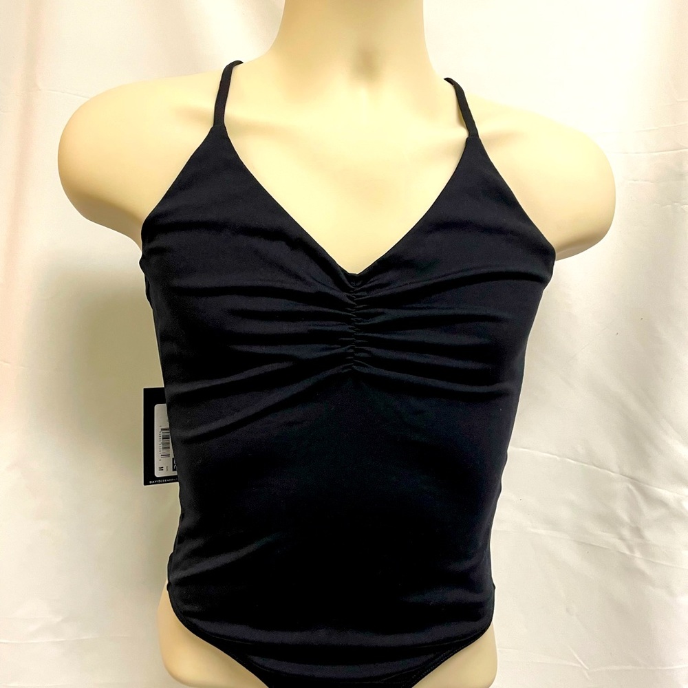 NWT David Lerner v neck ruched bodysuit